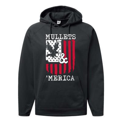 Mullets And Merica Mullet Eagle Flag | Party In The Back Performance Fleece Hoodie