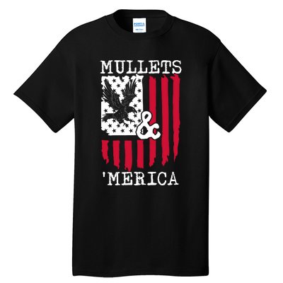 Mullets And Merica Mullet Eagle Flag | Party In The Back Tall T-Shirt