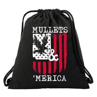 Mullets And Merica Mullet Eagle Flag | Party In The Back Drawstring Bag