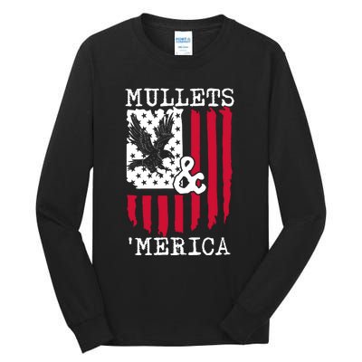 Mullets And Merica Mullet Eagle Flag | Party In The Back Tall Long Sleeve T-Shirt