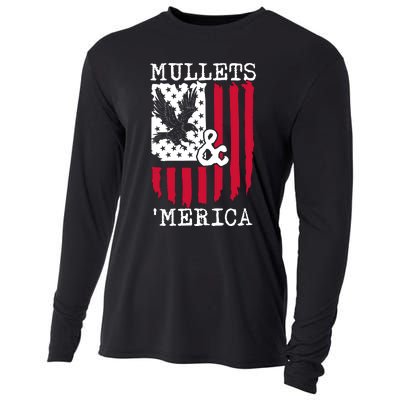 Mullets And Merica Mullet Eagle Flag | Party In The Back Cooling Performance Long Sleeve Crew