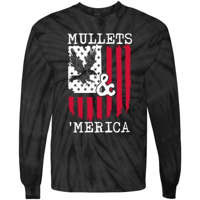 Mullets And Merica Mullet Eagle Flag | Party In The Back Tie-Dye Long Sleeve Shirt