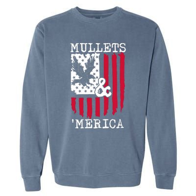 Mullets And Merica Mullet Eagle Flag | Party In The Back Garment-Dyed Sweatshirt