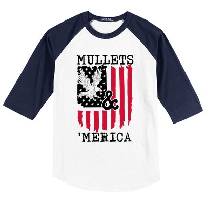 Mullets And Merica Mullet Eagle Flag | Party In The Back Baseball Sleeve Shirt