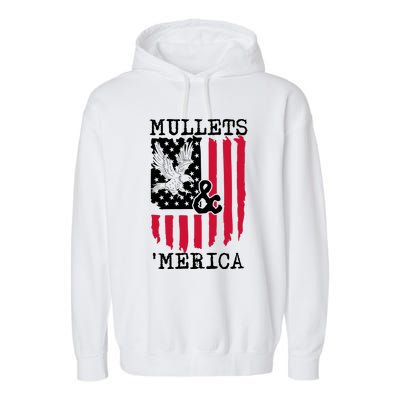 Mullets And Merica Mullet Eagle Flag | Party In The Back Garment-Dyed Fleece Hoodie