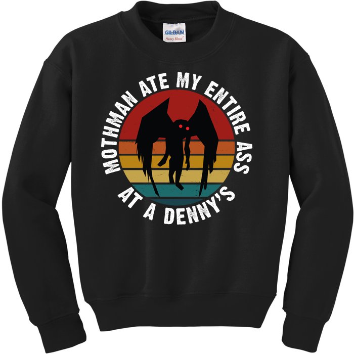 Mothman Ate My Entire Ass At A Denny's Kids Sweatshirt