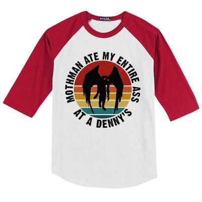 Mothman Ate My Entire Ass At A Denny's Kids Colorblock Raglan Jersey