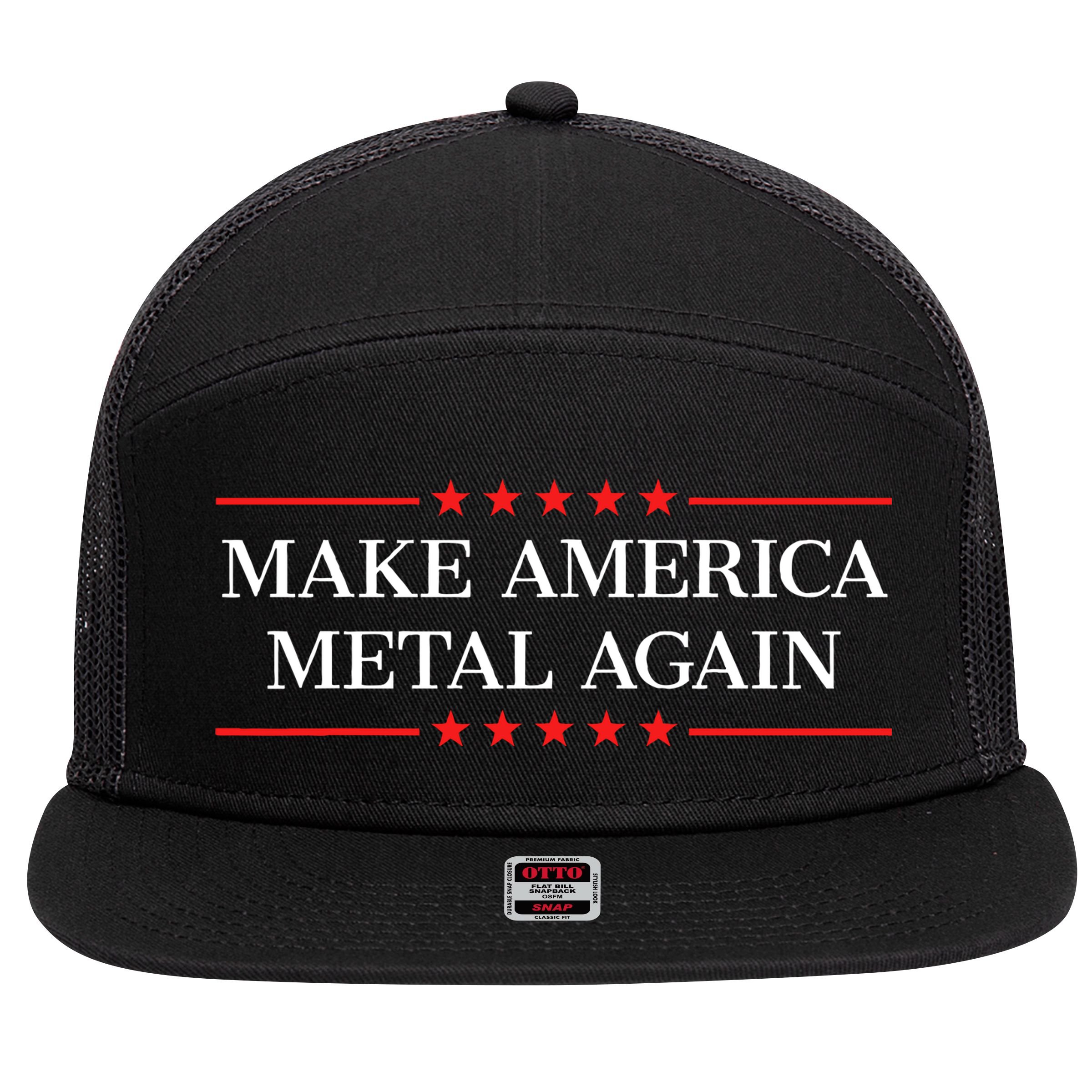 Make America Metal Again Funny 7 Panel Mesh Trucker Snapback Hat