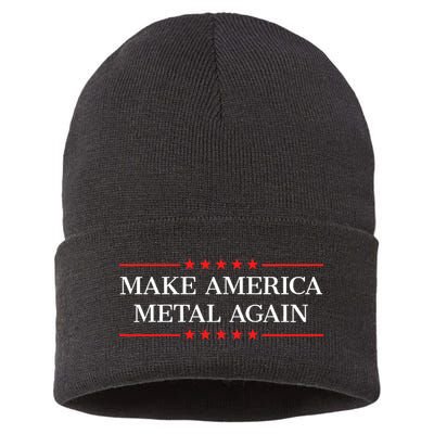 Make America Metal Again Funny Sustainable Knit Beanie