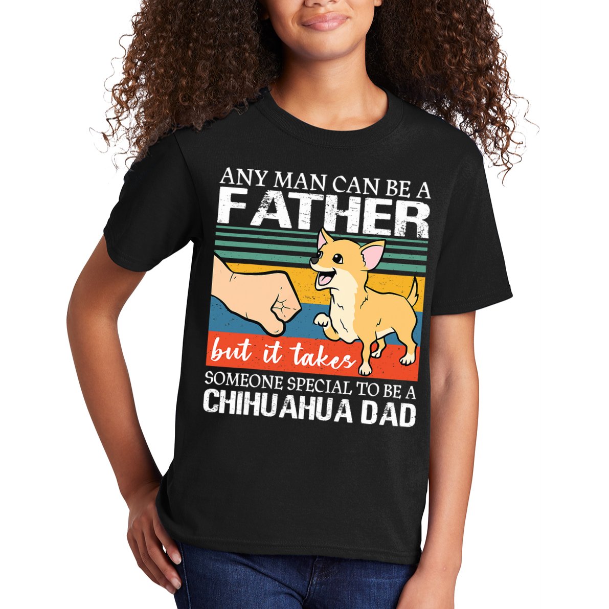 Mens Any Man Can Be A Father But Special To Be A Chihuahua Dad Kids T-Shirt
