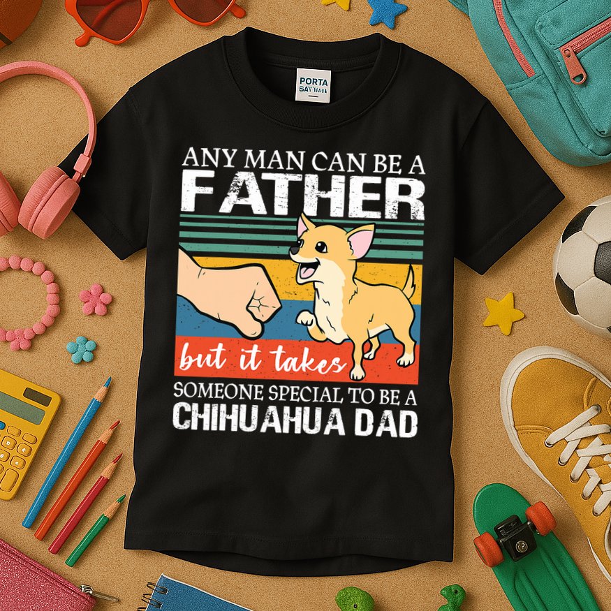 Mens Any Man Can Be A Father But Special To Be A Chihuahua Dad Kids T-Shirt