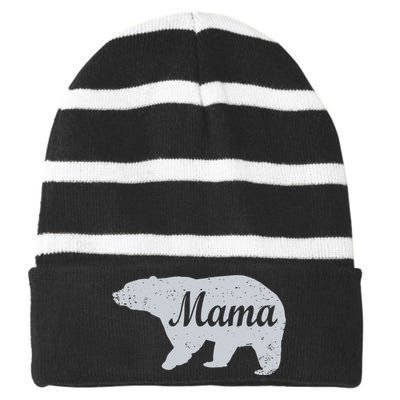 Mama Bear Striped Beanie with Solid Band