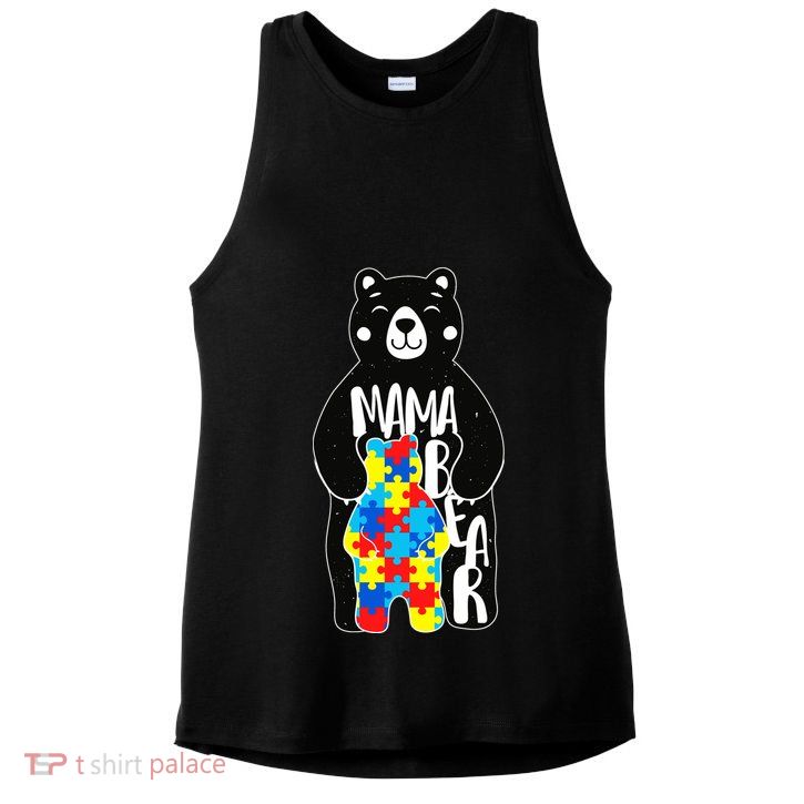 Mama Bear Autism Awareness Ladies PosiCharge Tri-Blend Wicking Tank
