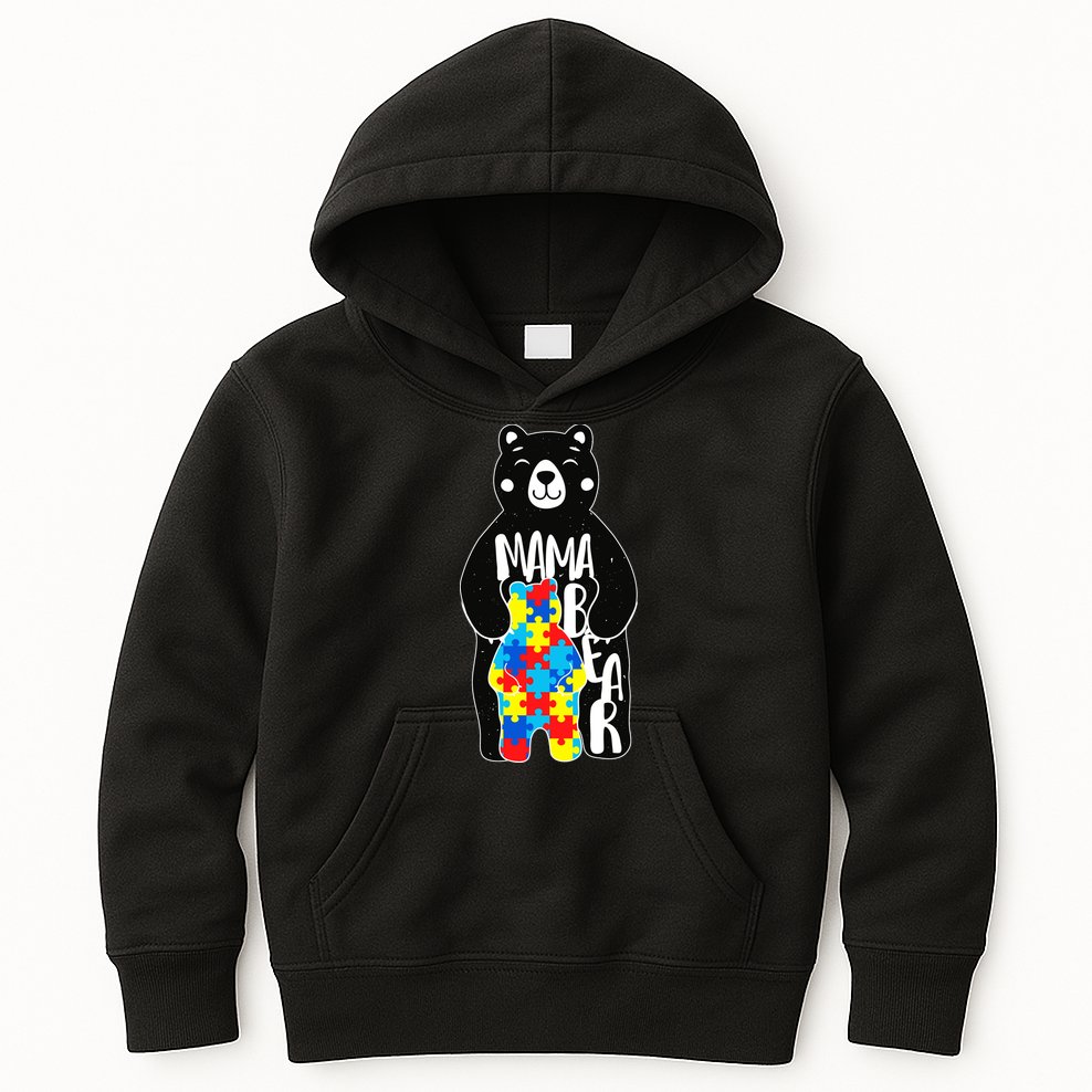 Mama Bear Autism Awareness Kids Hoodie