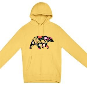 Mama Bear Cute Flower Pattern Premium Pullover Hoodie