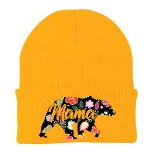 Mama Bear Cute Flower Pattern Knit Cap Winter Beanie