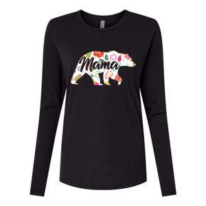 Mama Bear Cute Flower Pattern Womens Cotton Relaxed Long Sleeve T-Shirt