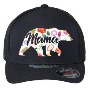 Mama Bear Cute Flower Pattern Flexfit Unipanel Trucker Cap