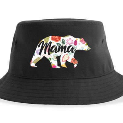 Mama Bear Cute Flower Pattern Sustainable Bucket Hat