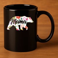 Mama Bear Cute Flower Pattern 11oz C Handle Ceramic Mug