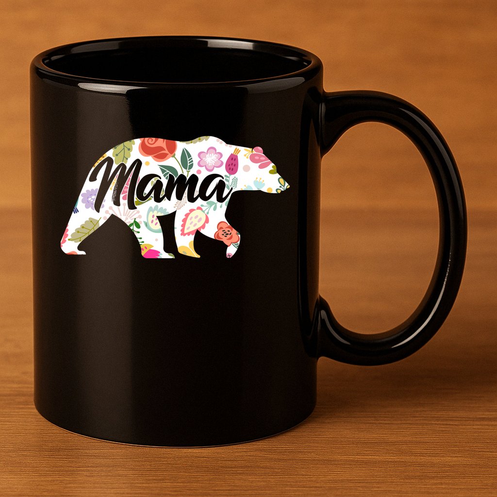 Mama Bear Cute Flower Pattern 11oz C Handle Ceramic Mug