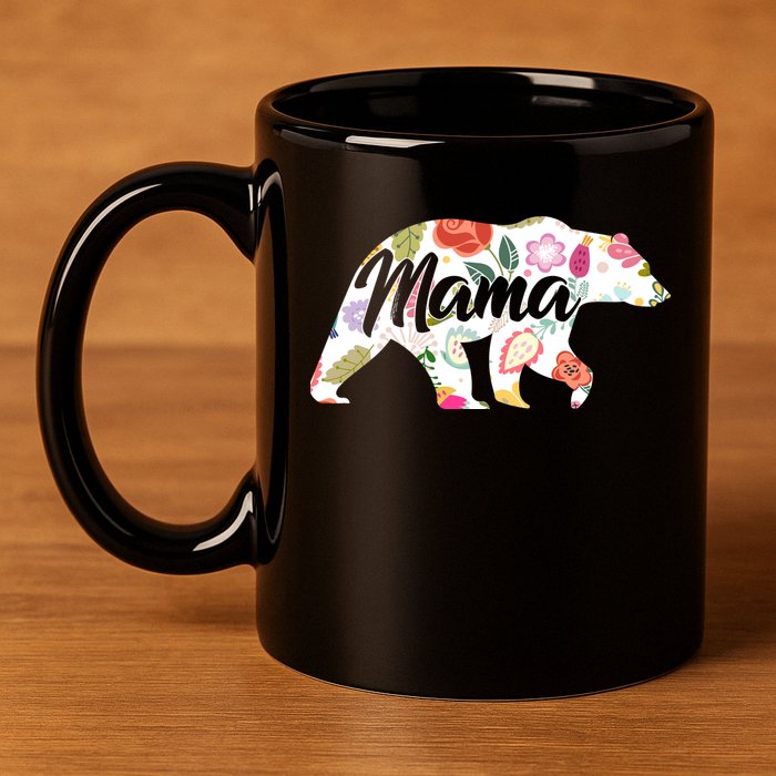Mama Bear Cute Flower Pattern 11oz C Handle Ceramic Mug