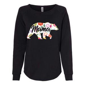 Mama Bear Cute Flower Pattern Womens California Wash Sweatshirt