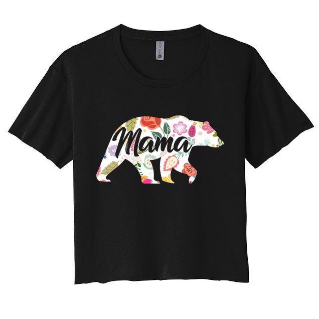 Mama Bear Cute Flower Pattern Crop Top