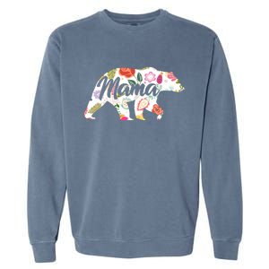 Mama Bear Cute Flower Pattern Garment-Dyed Sweatshirt