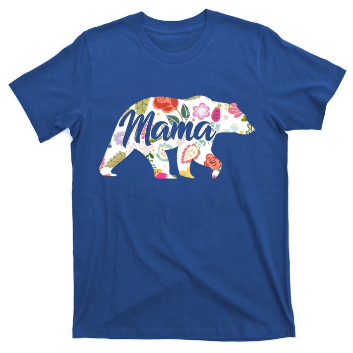 Mama Bear Cute Flower Pattern T-Shirt