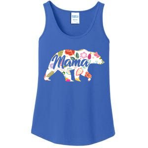 Mama Bear Cute Flower Pattern Ladies Essential Tank