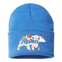 Mama Bear Cute Flower Pattern Sustainable Knit Beanie