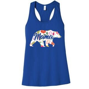 Mama Bear Cute Flower Pattern Women's Racerback Tank