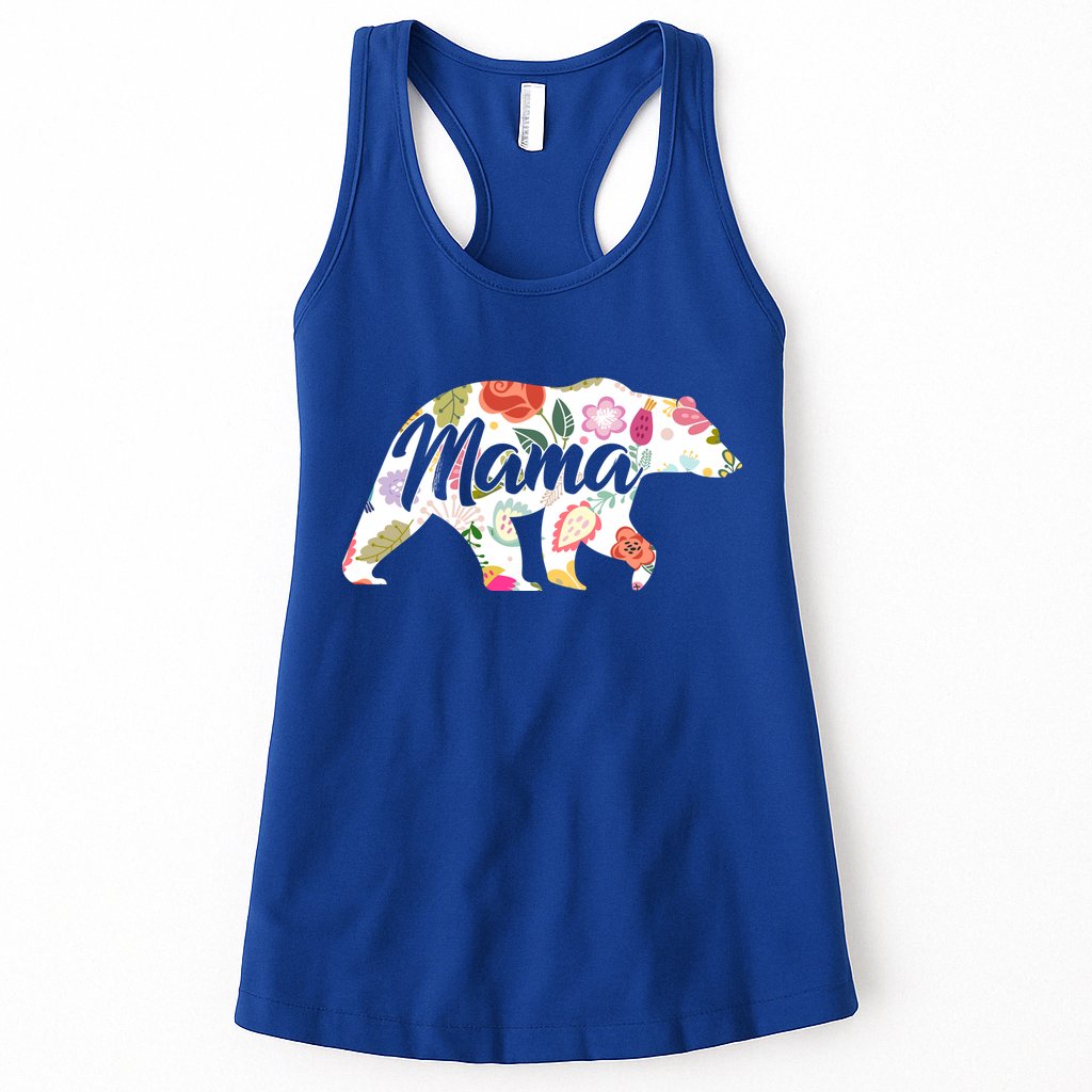 Mama Bear Cute Flower Pattern Womens Tank Top