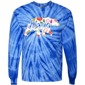 Mama Bear Cute Flower Pattern Tie-Dye Long Sleeve Shirt