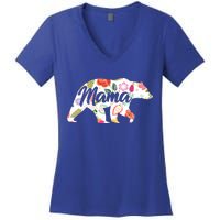 Mama Bear Cute Flower Pattern Women's V-Neck T-Shirt