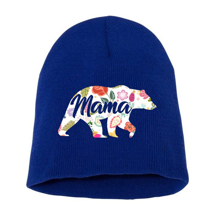 Mama Bear Cute Flower Pattern Short Acrylic Beanie