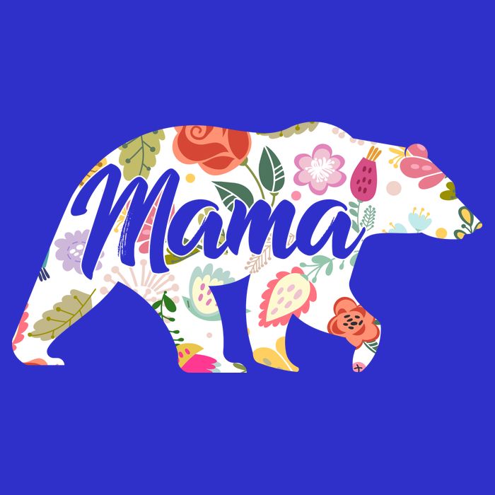 Mama Bear Cute Flower Pattern Zip Tote Bag