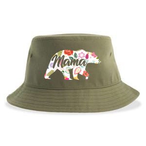 Mama Bear Cute Flower Pattern Sustainable Bucket Hat