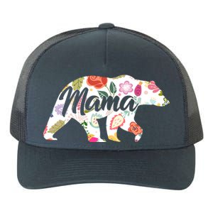 Mama Bear Cute Flower Pattern Yupoong Adult 5-Panel Trucker Hat