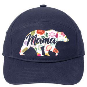 Mama Bear Cute Flower Pattern 7-Panel Snapback Hat