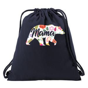 Mama Bear Cute Flower Pattern Drawstring Bag