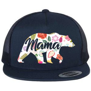 Mama Bear Cute Flower Pattern Flat Bill Trucker Hat