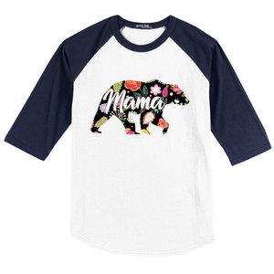 Mama Bear Cute Flower Pattern Baseball Sleeve Shirt