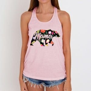 Mama Bear Cute Flower Pattern Women's Knotted Racerback Tank