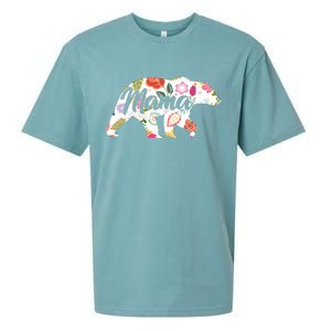 Mama Bear Cute Flower Pattern Sueded Cloud Jersey T-Shirt