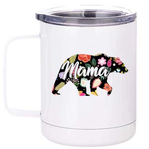 Mama Bear Cute Flower Pattern 12 oz Stainless Steel Tumbler Cup