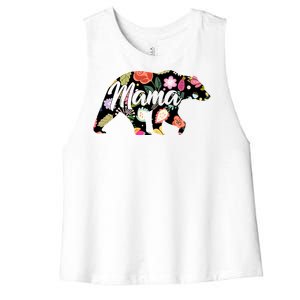 Mama Bear Cute Flower Pattern Women's Racerback Cropped Tank