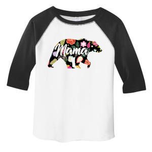 Mama Bear Cute Flower Pattern Toddler Fine Jersey T-Shirt