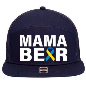 Mama Bear Down Syndrome Awareness 7 Panel Mesh Trucker Snapback Hat